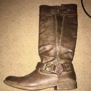 Taupe colored tall boots
